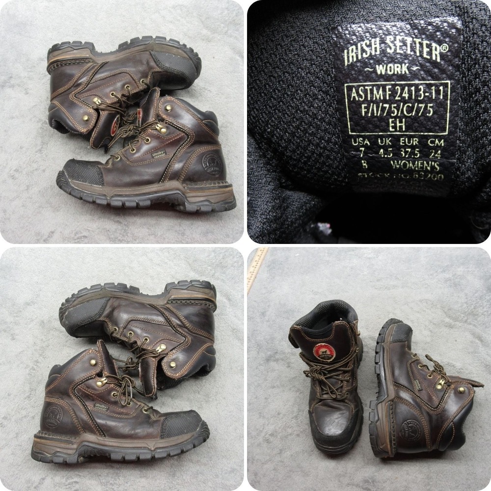 Red Wing Irish Setter Work Boots Women 7B Brown Leather Waterproof Steel Toe